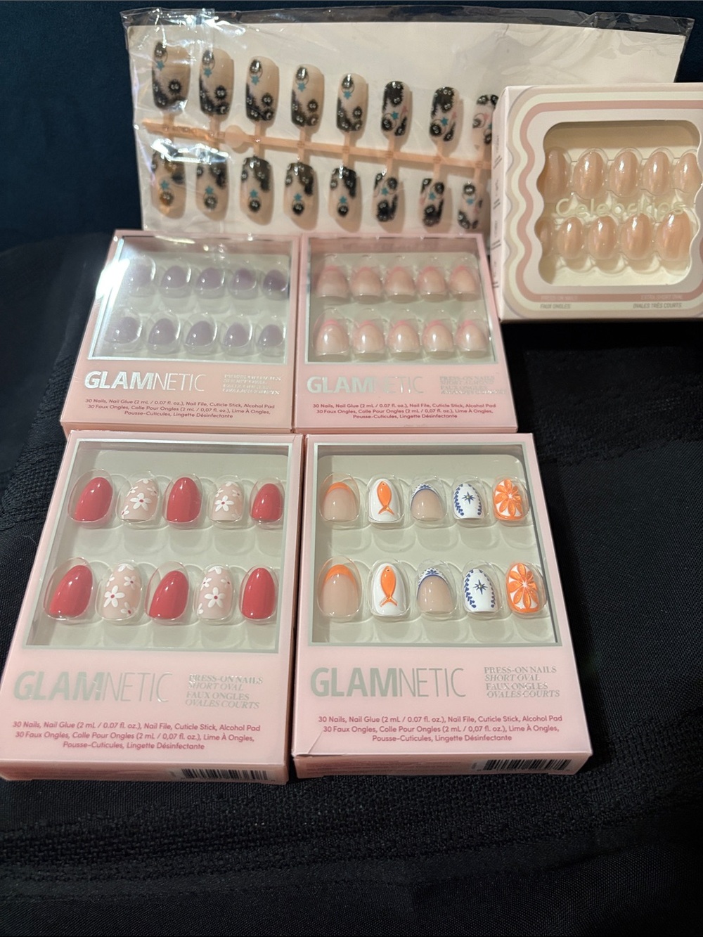 GLAMNETIC Pink & Coral Floral Press-On Nail Set